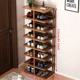 8 Tier -Brown 48X24X112Cm Shoe Rack Wooden Organizer Vertical Storage Shoe For Home Entryway - thumbnail 2