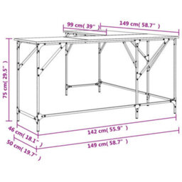 Berkfield Desk Grey Sonoma 149X149X75 Cm Engineered Wood - thumbnail 9
