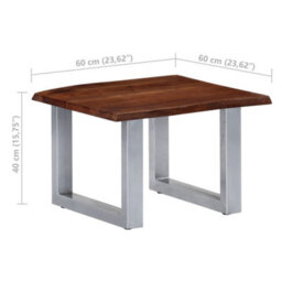 Berkfield Coffee Table With Live Edges 60X60X40 Cm Solid Acacia Wood - thumbnail 8