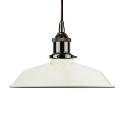 Clay White Small Trinity Metal Painted Dome Pendant Light With Black Nickel Lamp Holder And Black Round Cable - Se Home - image 1