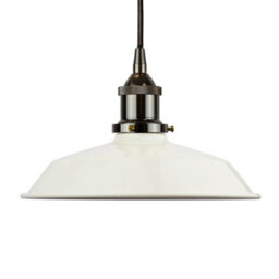 Clay White Small Trinity Metal Painted Dome Pendant Light With Black Nickel Lamp Holder And Black Round Cable - Se Home - thumbnail 1