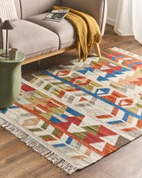 Beliani Rug Kaghsi Multicolour 140 X 200 Cm Wool Kilim - thumbnail 2