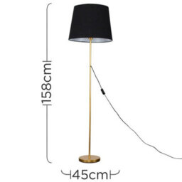Valuelights Charles Gold Floor Lamp With Black Tapered Shade And Bulb - thumbnail 6