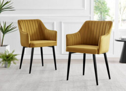 Furniturebox Uk Carson White Marble Effect Dining Table & 6 Mustard Calla Black Leg Chairs - thumbnail 9
