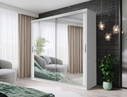 Fhif Dubai Tokyo 180Cm White Sliding Door Wardrobe Modern Bedroom Storage With Full Length Mirror Shelves And Hanging Rails - thumbnail 1