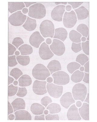 Wyld And Coco Beige Floral Area Rug 140 X 200 Cm - Low Pile Polyester With Anti-Slip Backing - image 1