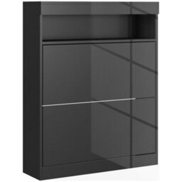 Black Wall Mounted Freestanding Shoe Cabinet 2 Flip Drawers