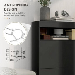 Black Wall Mounted Freestanding Shoe Cabinet 2 Flip Drawers - thumbnail 3