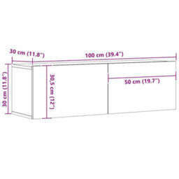 Berkfield Durable Wall Mounted Tv Cabinet Artisan Oak 100X30X30 Cm Engineered Wood - thumbnail 9