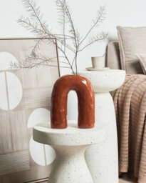 Beliani Flower Vase Perch Stoneware 29 Cm Brown - thumbnail 2