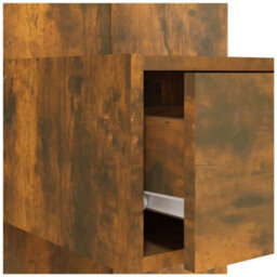 Vidaxl Bed Headboard With Cabinets Smoked Oak Engineered Wood Bed Headboards With Cabinets - thumbnail 6