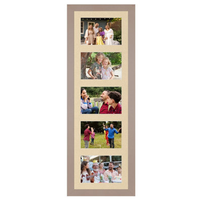 AK Frames 26X8 Rose Gold Modern Multi Photo Frame With Ivory Mount - Holds 5 Apertures (5X) 6X4 Photos - image 1
