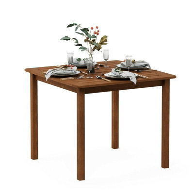 Walplus Furinno Tioman Hardwood Bermuda Square Table In Teak Oil, Natural - image 1
