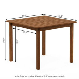Walplus Furinno Tioman Hardwood Bermuda Square Table In Teak Oil, Natural - thumbnail 7