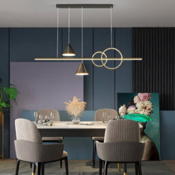 Modern Minimalist Pendant Light Metallic Black Linear Led Pendant Lighting Contemporary Ceiling Chandelier - thumbnail 2