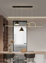 Modern Minimalist Pendant Light Metallic Black Linear Led Pendant Lighting Contemporary Ceiling Chandelier - thumbnail 3