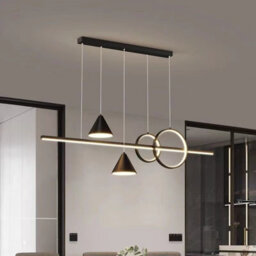 Modern Minimalist Pendant Light Metallic Black Linear Led Pendant Lighting Contemporary Ceiling Chandelier - thumbnail 6