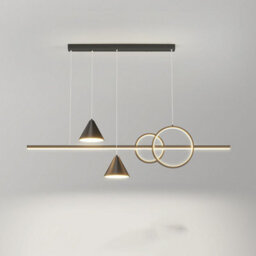 Modern Minimalist Pendant Light Metallic Black Linear Led Pendant Lighting Contemporary Ceiling Chandelier - thumbnail 1