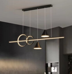 Modern Minimalist Pendant Light Metallic Black Linear Led Pendant Lighting Contemporary Ceiling Chandelier - thumbnail 4