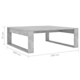 Berkfield Decorative Coffee Table Concrete Grey 100X100X35 Cm Engineered Wood - thumbnail 7