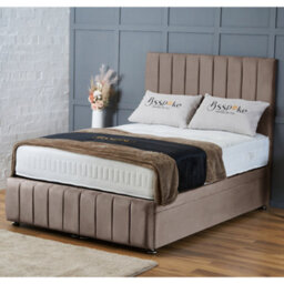 Bsspoke Divan Ottoman Bed Mink Velvet With Orthopaedic Mattress & 54Inch Panel Headboard End Lift Up Storage 3Ft 4Ft 4Ft6 5Ft 6Ft - thumbnail 1