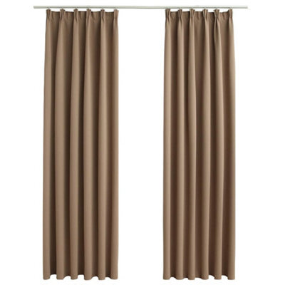 Berkfield Elegant Blackout Curtains With Hooks 2 Pcs Taupe 140X225 Cm