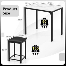 3-Piece Bar Table Set W/1 Table & 2 Upholstered Bar Stools - thumbnail 2