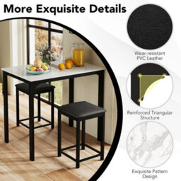 3-Piece Bar Table Set W/1 Table & 2 Upholstered Bar Stools - thumbnail 5