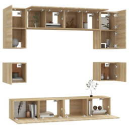 Berkfield 8 Piece Tv Cabinet Set Sonoma Oak Engineered Wood - thumbnail 4