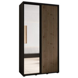 Arte Sapporo Ii Chic Black Matt Mirrored Sliding Door Wardrobe -  Space-Saving Storage Solution (H)2050mm (W)1300mm (D)600mm - thumbnail 2
