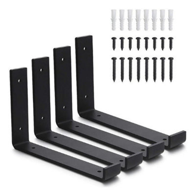 4 Pack Rustic Shelf Brackets Heavy Duty Steel Industrial Wall Supports - image 1