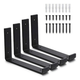4 Pack Rustic Shelf Brackets Heavy Duty Steel Industrial Wall Supports - thumbnail 1
