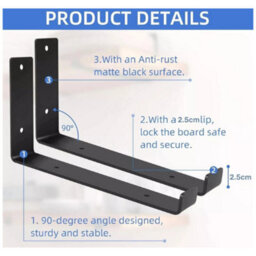 4 Pack Rustic Shelf Brackets Heavy Duty Steel Industrial Wall Supports - thumbnail 2