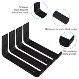 4 Pack Rustic Shelf Brackets Heavy Duty Steel Industrial Wall Supports - thumbnail 5