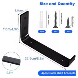 4 Pack Rustic Shelf Brackets Heavy Duty Steel Industrial Wall Supports - thumbnail 3