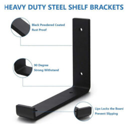 4 Pack Rustic Shelf Brackets Heavy Duty Steel Industrial Wall Supports - thumbnail 4