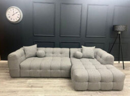 Stratus Interiors Boucle Teddy Fabric Bubble Corner Sofa - Grey And Cream Boucle - thumbnail 2