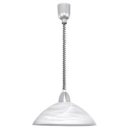 Elegant Silver Satin Nickel Pendant Ceiling Light With White Alabaster Shade