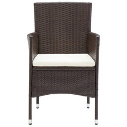 Berkfield 3 Piece Garden Dining Set Poly Rattan And Tempered Glass Brown - thumbnail 5