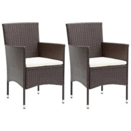 Berkfield 3 Piece Garden Dining Set Poly Rattan And Tempered Glass Brown - thumbnail 3