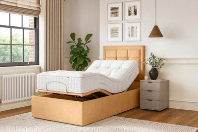 Grand Motion Smart Electric Adjustable Bed Set With Mattress And Headboard, Brown