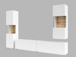 Arte Ava 10 White Matt & Oak Wotan Entertainment Unit - W1800mm X H300mm X D350mm - Modern Media Centre - thumbnail 3