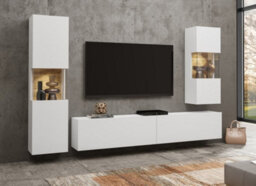 Arte Ava 10 White Matt & Oak Wotan Entertainment Unit - W1800mm X H300mm X D350mm - Modern Media Centre - thumbnail 2