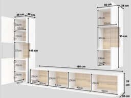 Arte Ava 10 White Matt & Oak Wotan Entertainment Unit - W1800mm X H300mm X D350mm - Modern Media Centre - thumbnail 6