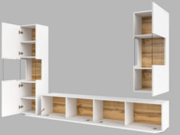 Arte Ava 10 White Matt & Oak Wotan Entertainment Unit - W1800mm X H300mm X D350mm - Modern Media Centre - thumbnail 5