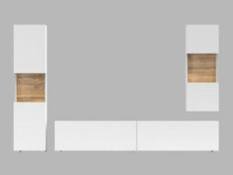 Arte Ava 10 White Matt & Oak Wotan Entertainment Unit - W1800mm X H300mm X D350mm - Modern Media Centre - thumbnail 4