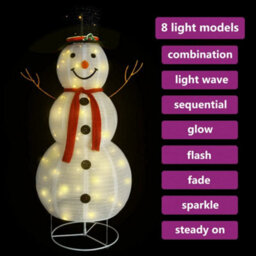 Berkfield Decorative Christmas Snowman Figure Led Luxury Fabric 180Cm - thumbnail 3