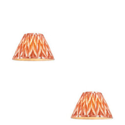 Loops Elegant Set Of 2 Handcrafted 30Cm Tapered Cylinder Lamp Shades In Vibrant Apricot Orange - thumbnail 1