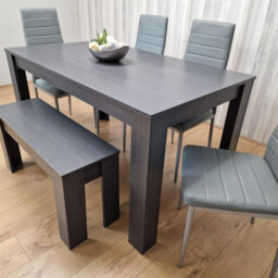Kosy Koala Modern Dark Grey Dining Table Set With 4 Grey Metal Chairs And 1 Bench - thumbnail 8