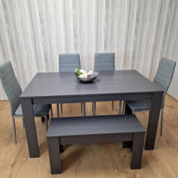 Kosy Koala Modern Dark Grey Dining Table Set With 4 Grey Metal Chairs And 1 Bench - thumbnail 9